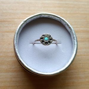 Silver Lab Opal Ring- Moon Phases - Size 9